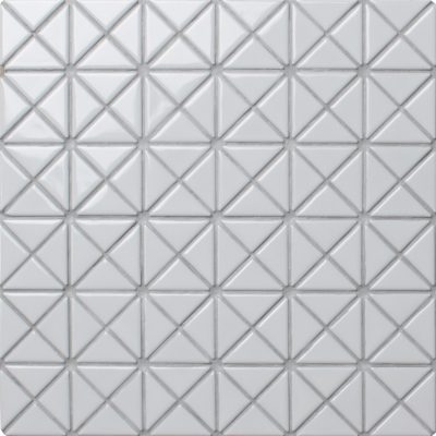 1" Pure Color Pattern Triangular Glossy White Porcelain Mosaic Tile
