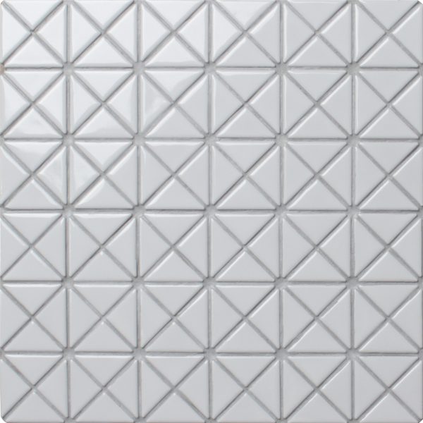 1" Pure Color Pattern Triangular Glossy White Porcelain Mosaic Tile