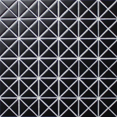 1" Pure Color Pattern Triangular Matte Black Porcelain Mosaic Tile