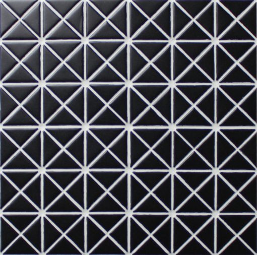 1" Pure Color Pattern Triangular Matte Black Porcelain Mosaic Tile