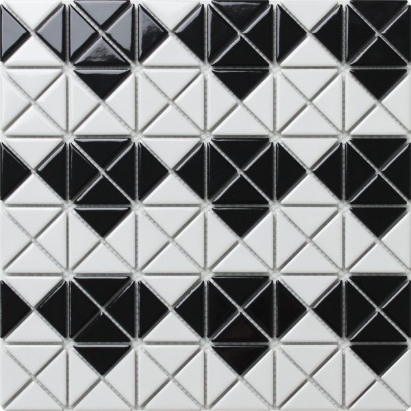 1" Triangular Multi Diamond Pattern Glossy Porcelain Mosaic Tile