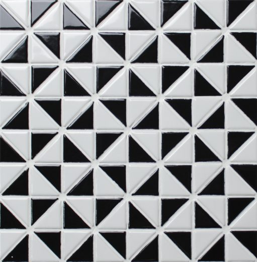 1" Triangular Multi Windmill Pattern Glossy Porcelain Mosaic Tile
