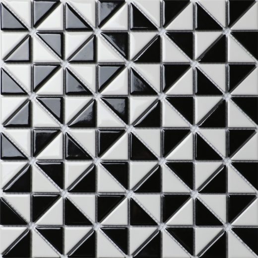 1" Triangular Multi Windmill Pattern Glossy Porcelain Mosaic Tile