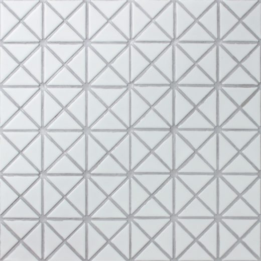 1" Pure Color Pattern Triangular Matte White Porcelain Mosaic Tile