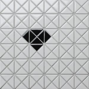1" Triangular Single Diamond Pattern Glossy Porcelain Mosaic Tile