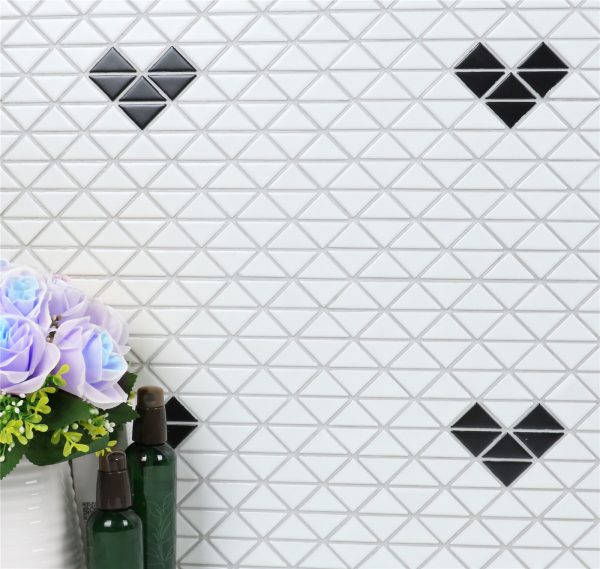 TR1-SH-MW-B single heart pattern triangle tile for wall design