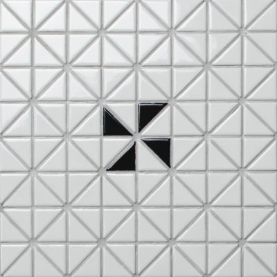 1" Triangular Single Windmill Pattern Glossy Porcelain Mosaic Tile