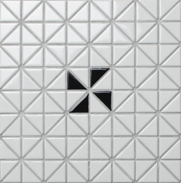 1" Triangular Single Windmill Pattern Glossy Porcelain Mosaic Tile