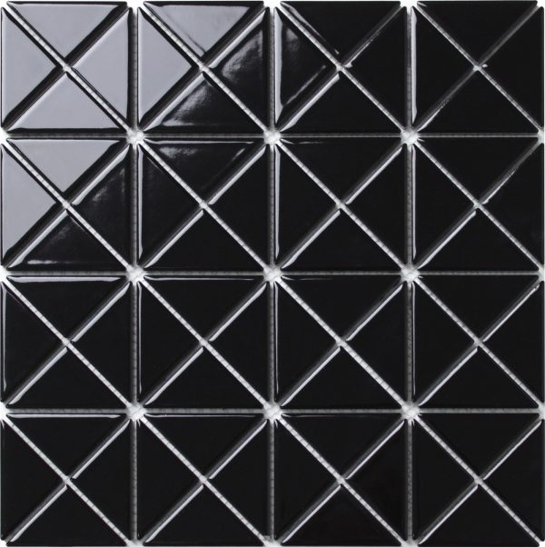 TR2-GB_3 glossy pure black triangle tile mosaic