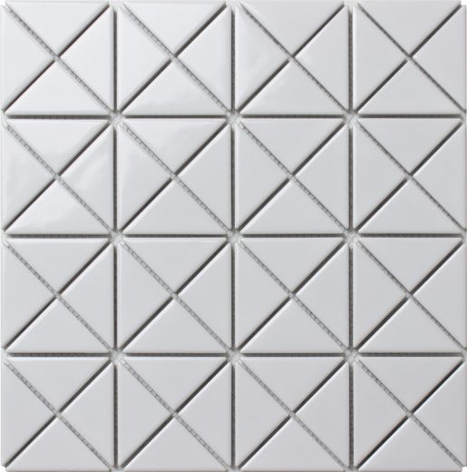 TR2-GW_3 glossy pure white triangle mosaic tile