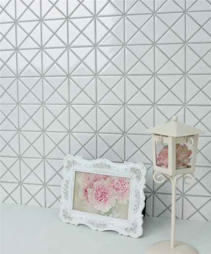 TR2-GW_5 glossy pure white triangle wall tile design