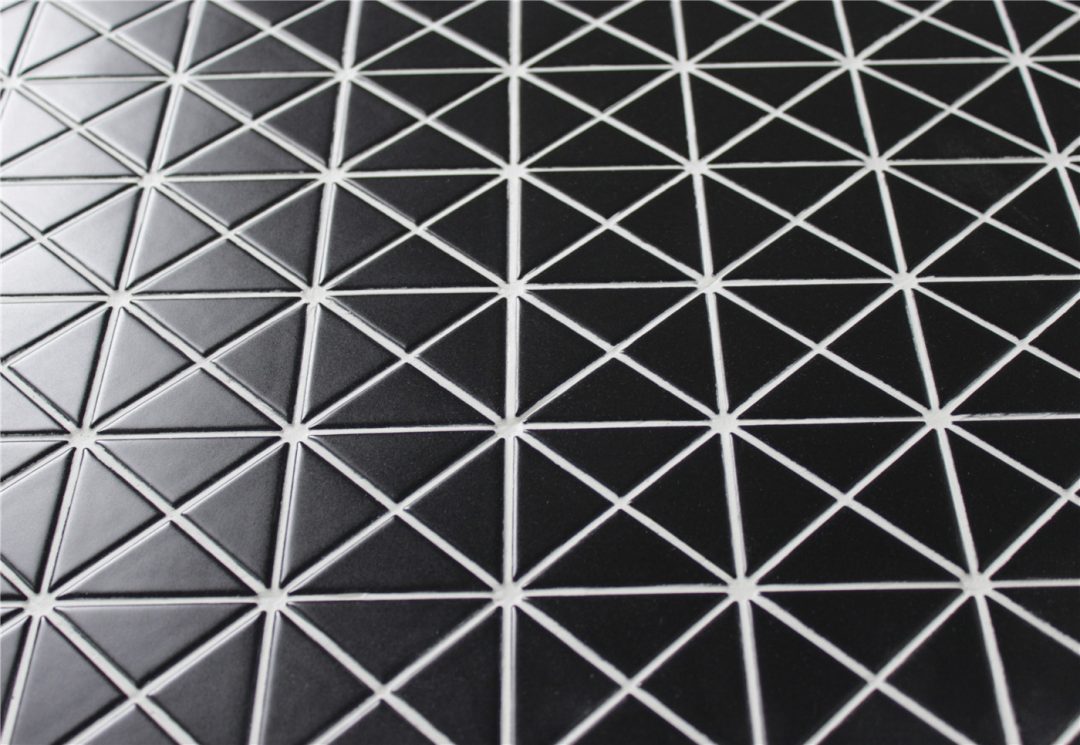 2'' Pure Black Matte Porcelain Triangle Mosaic Floor Tile Bathroom