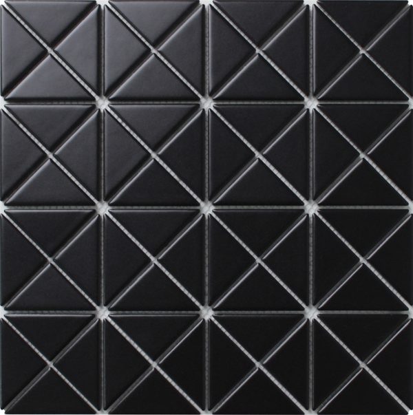 TR2-MB_3 matte pure black triangle tile mosaic