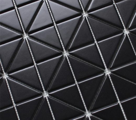 TR2-MB_4 matte pure black triangle tiles mosaic