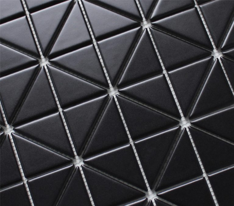 2'' Pure Black Matte Porcelain Triangle Mosaic Floor Tile Bathroom ...