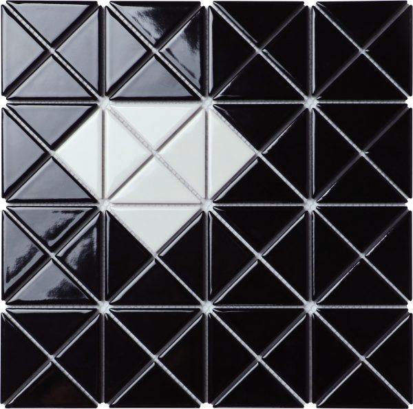 TR2-SD-GB-W_3 glossy black white diamond pattern triangle tiles