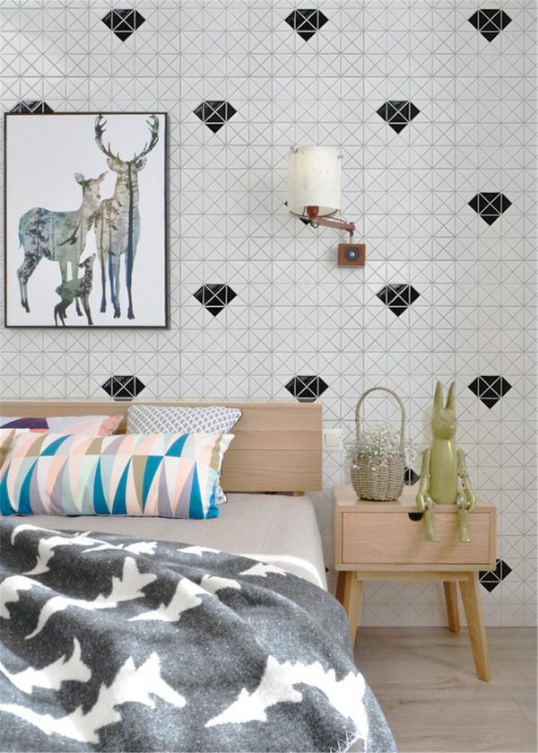 TR2-SD-GW-B diamond pattern triangle wall tiles for living room