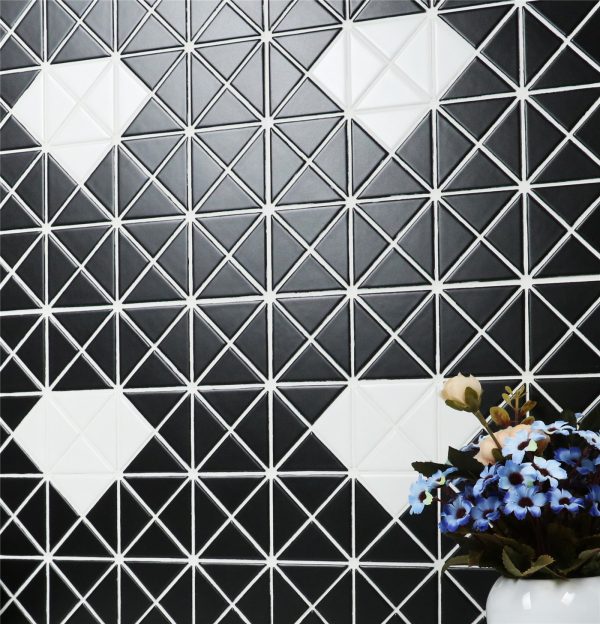 TR2-SD-MB-W_5 matte finished triangle tile mosaic wall backsplash
