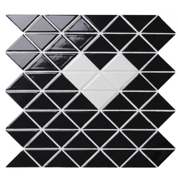 TR2-SH-GB-W_1 glossy heart pattern triangle tiles