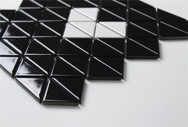 TR2-SH-GB-W_5 glossy heart pattern triangle mosaic tiles