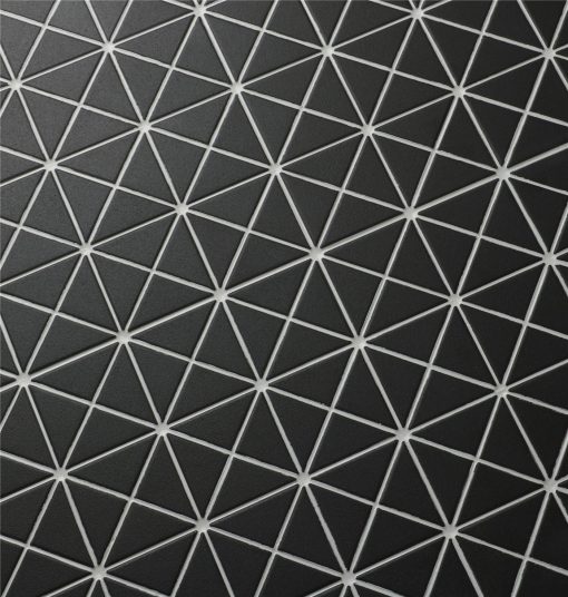 TR2-UB_1 pure black color unglazed triangle mosaic tiles