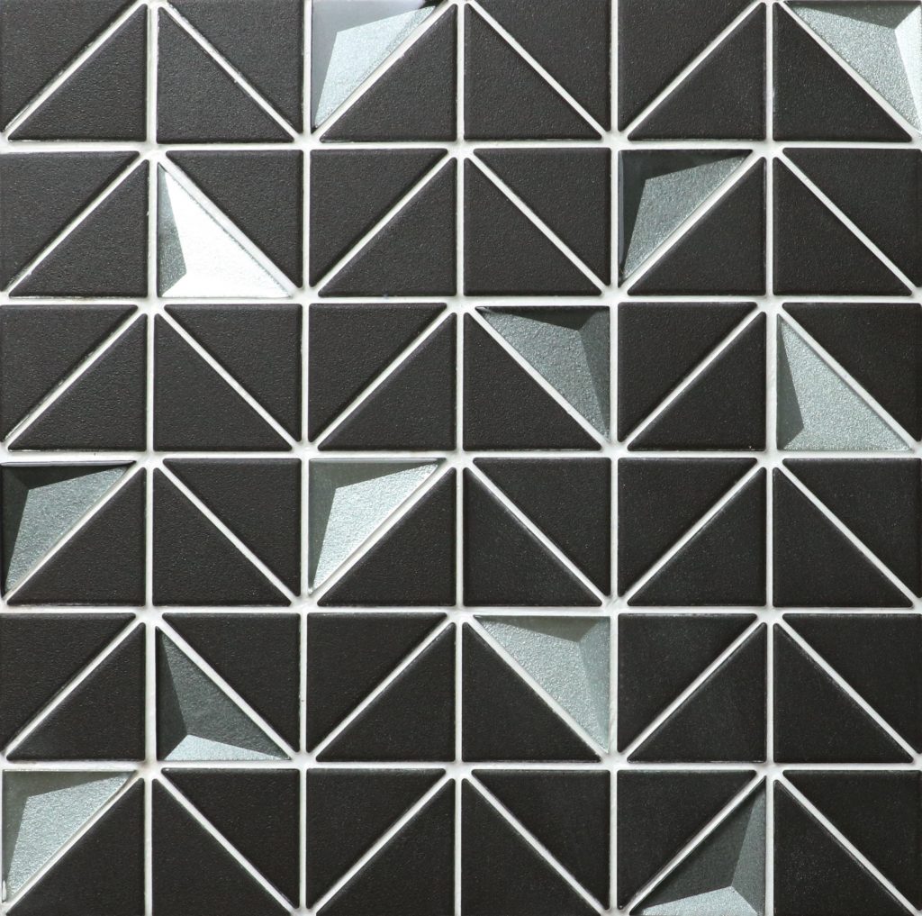 2'' Triangle Unglazed Black and 3D Glass Triangle Tile ...