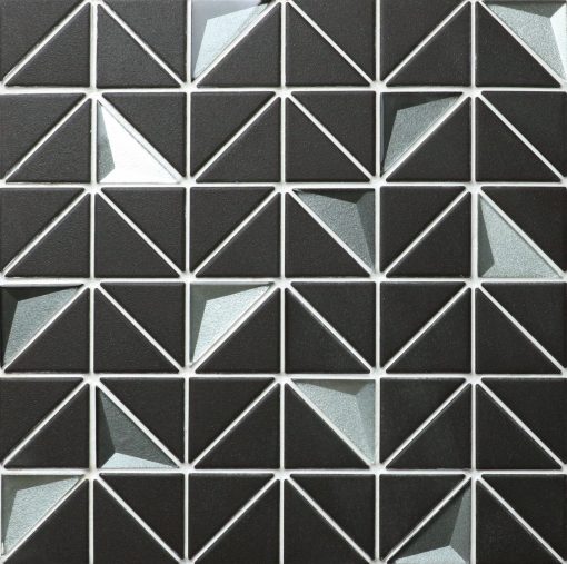 2'' Triangle Unglazed Black and 3D Glass Triangle Tile, Kitchen Tile