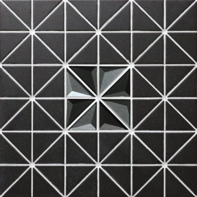 2'' Triangle Unglazed Black Glass Mix Triangle Tile, 3D Kitchen Backsplash Tile