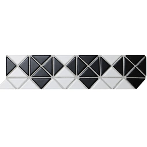 Decorative Black White Diamond Pattern Border Tiles for Kitchen Wall