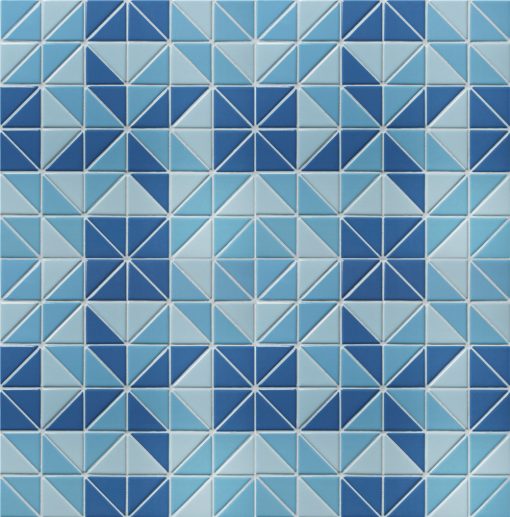 2‘’ Triangle Santorini Blossom Artistic Swimming Pool Tiles Blue