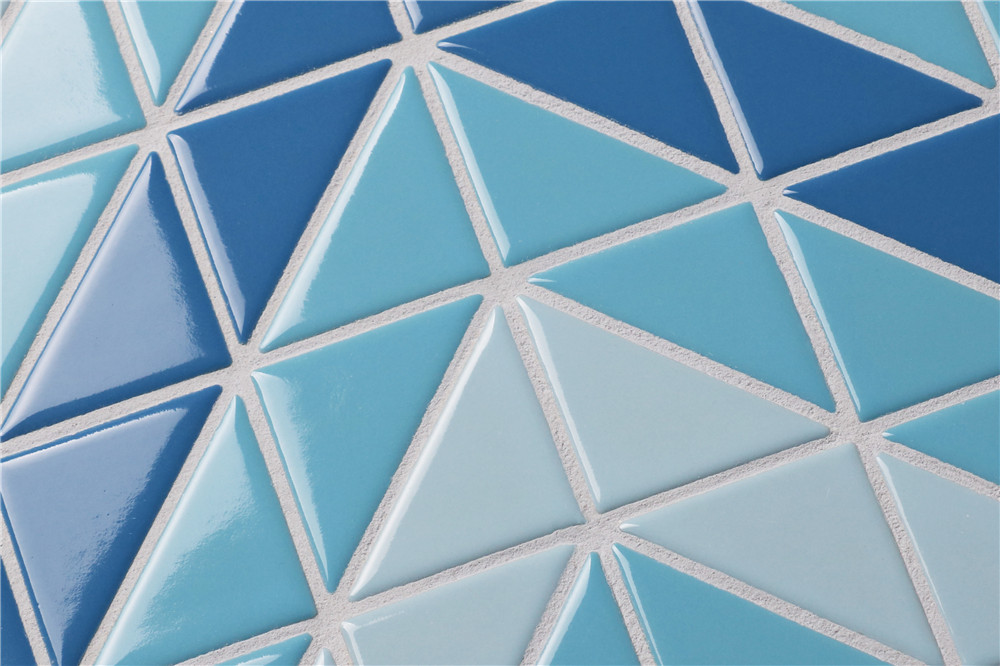 2'' Triangle Santorini Chevron Artistic Blue Swimming Pool Tiles