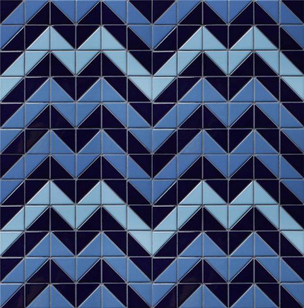 2'' Triangle Santorini Chevron Artistic Blue Swimming Pool Tiles Mosaics