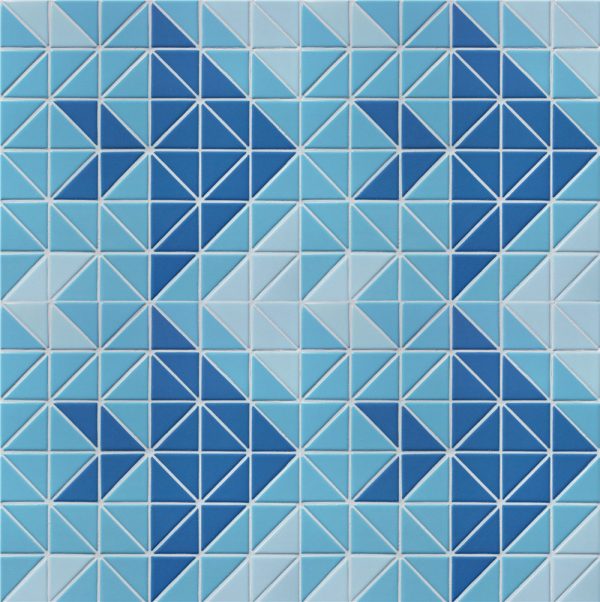 2'' Triangle Santorini Artistic Swimming Pool Tiles Fish Mosaic