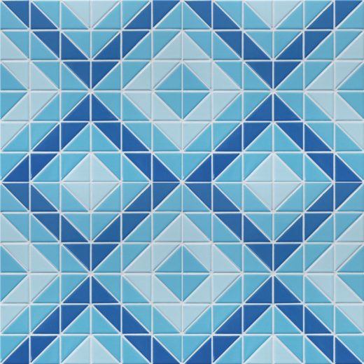 2'' Triangle Santorini Square Artistic Swimming Pool Blue Mosaic Tiles