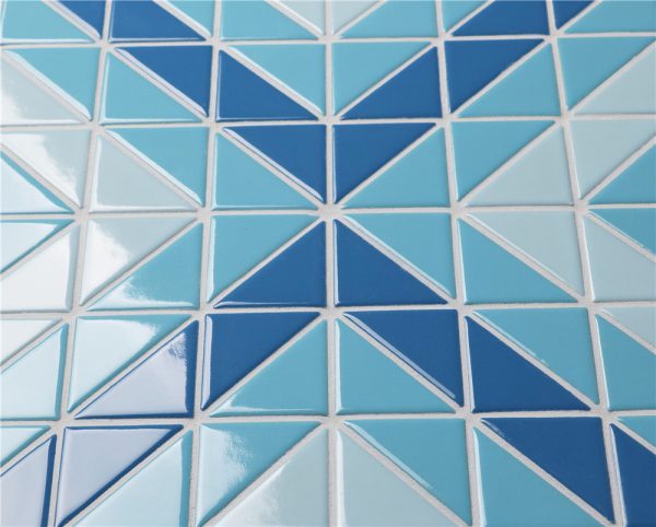 TR-SA-SQ triangle pool blue mosaic tiles
