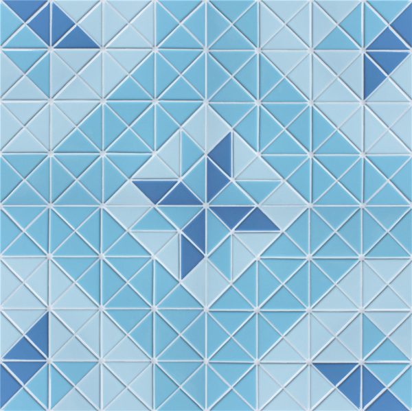 2'' Triangle Santorini Blossom Artistic Swimming Pool Design Mosaic Tiles