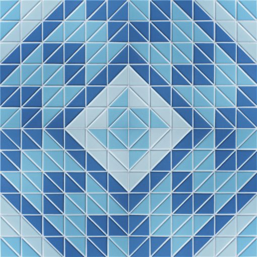 2'' Triangle Santorini Windmill Triangle Tile Blue Mosaic for Pool