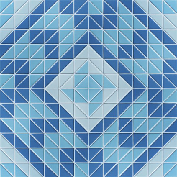 2'' Triangle Santorini Windmill Triangle Tile Blue Mosaic for Pool