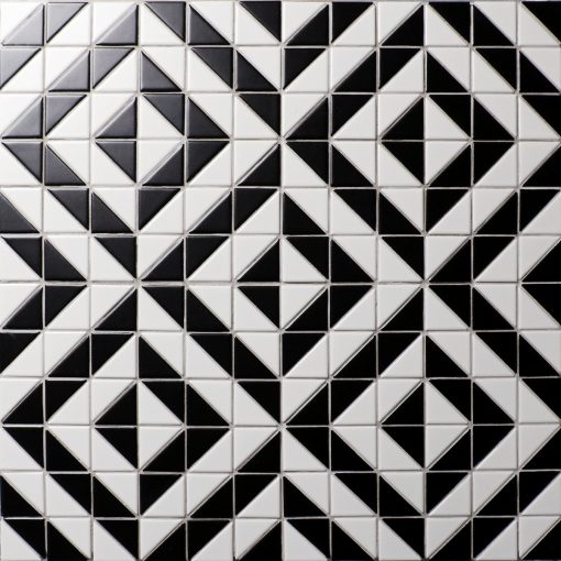 High Quality White Black Triangle Tile Mosaic, Porcelain Kitchen Backplash Tile