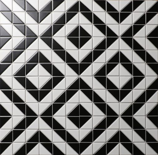 2'' Matte Black White Porcelain Triangle Tile Flooring for Sale USA