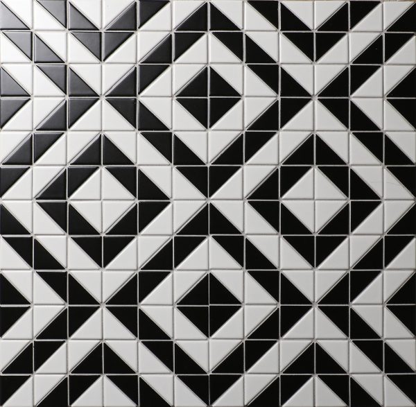 2'' Matte Black White Porcelain Triangle Tile Flooring for Sale USA