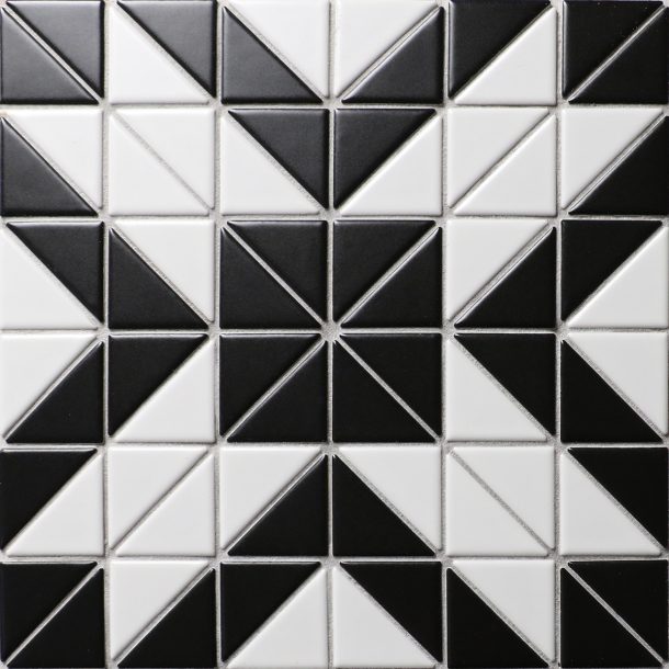 Artistic 2'' Black White Triangle Tile, Porcelain Floor Tile Patterns ...