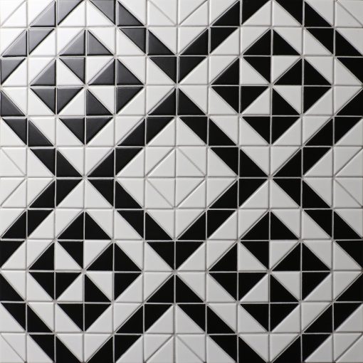 Buy 2'' Matte Black White Triangle Tile, Porcelain Backsplash Tile for Sale