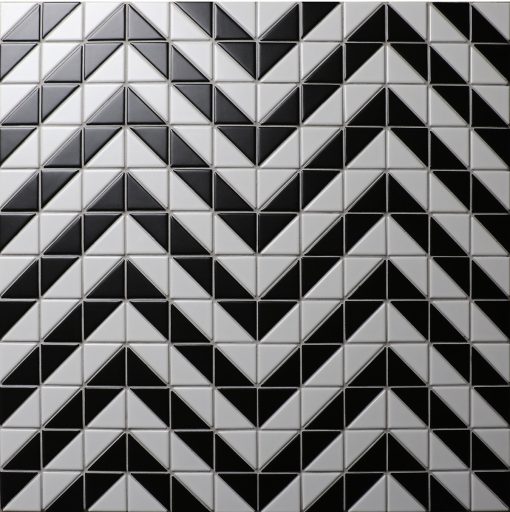 Cheap 2'' Matte Black White Triangle Tile Design, Porcelain Bathroom Tile for Sale