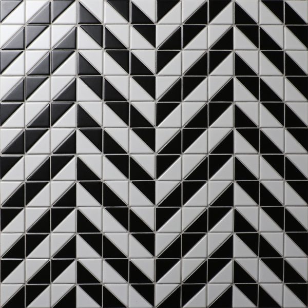 Buy 2'' Matte White Black Triangle Tile Design, Porcelain Wall Tile