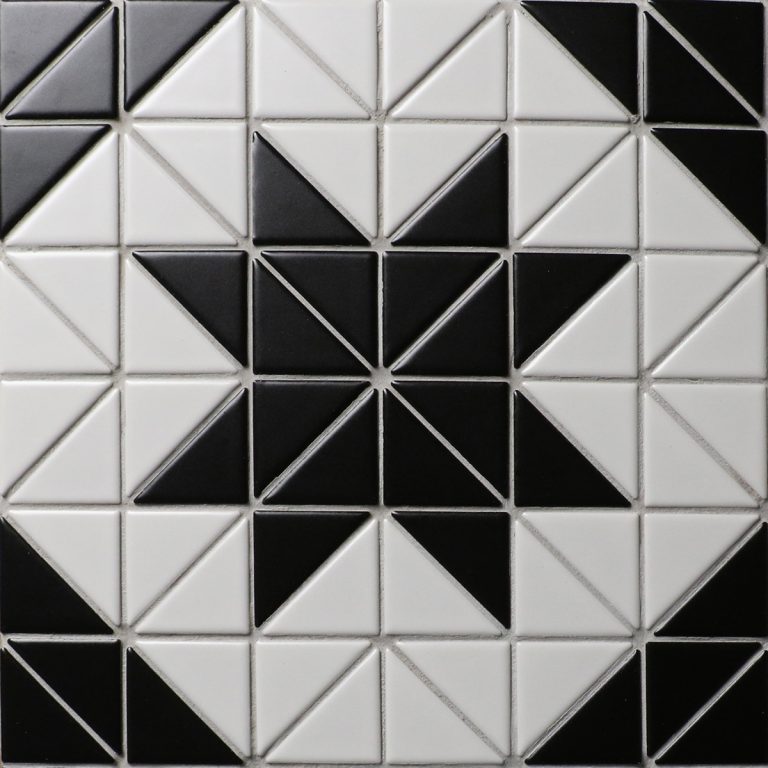 Blossom 2'' Matte White Black Porcelain Triangle Tile, Kitchen Flooring ...