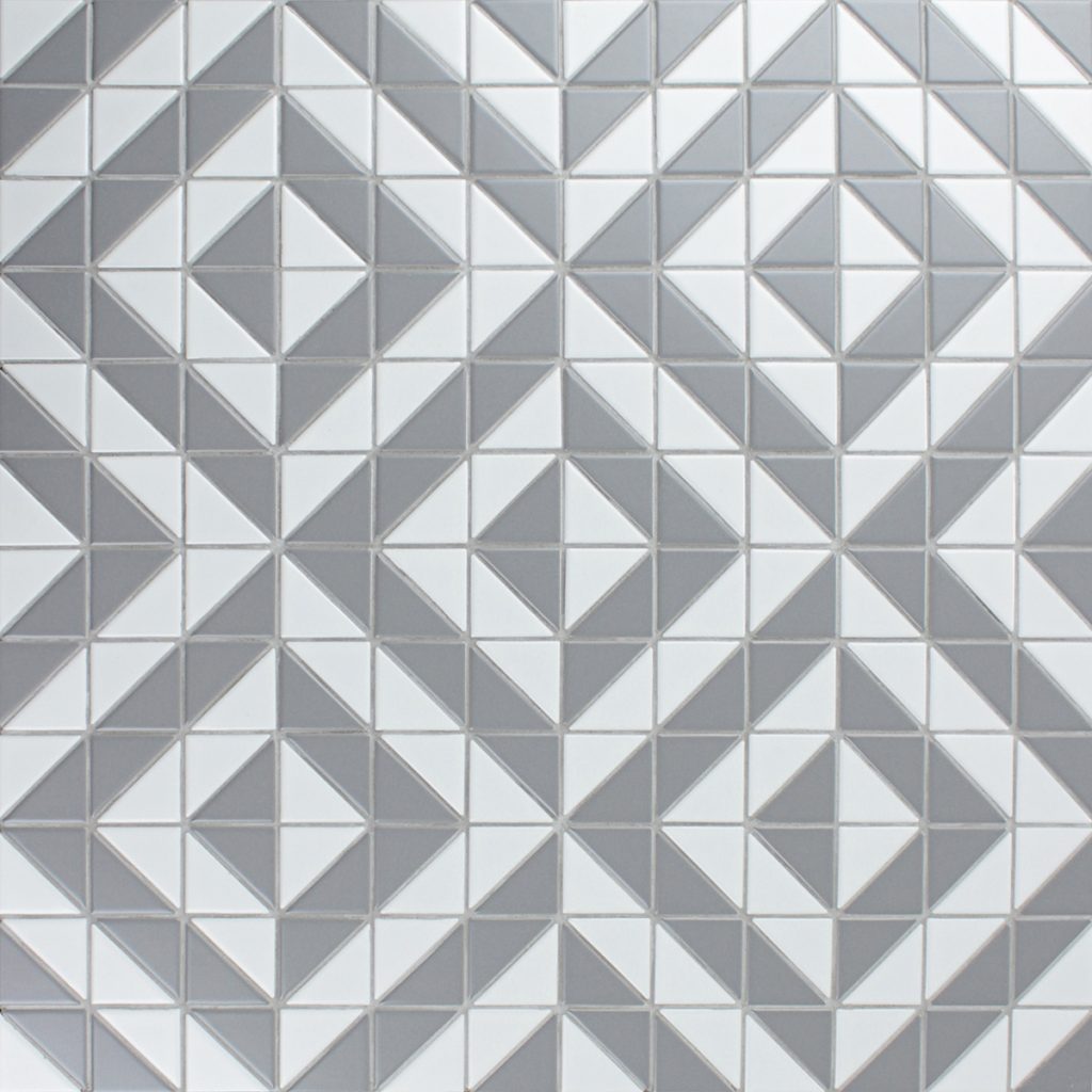 white triangle backsplash tile