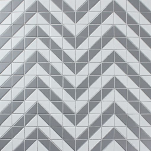 Low Price 2'' White Grey Triangle Triangle Tiles Mosaic, Porcelain Bathroom Tile
