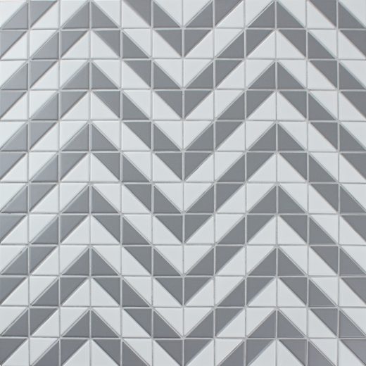 Low Price 2'' White Grey Triangle Triangle Tiles Mosaic, Porcelain Bathroom Tile
