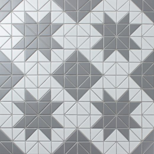 Blossom 1'' Matte White Grey Mixed Porcelain Triangle Tile for Kitchen Flooring
